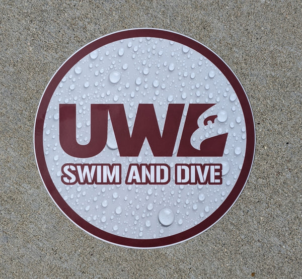 UW La Crosse swim sticker, vinyl, waterproof