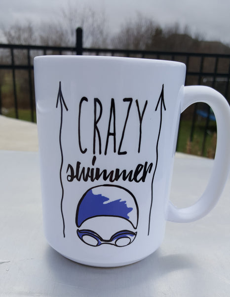 Crazy Swimmer 15 Ounce Coffee mug - FlipTurnTags