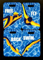 Abstract Swim Strokes Bag Tags, Sport Bag Tag, Swim Team Bag Tag, Swim Party favor