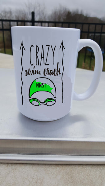 Crazy Swim Coach 15 Ounce Coffee mug - FlipTurnTags