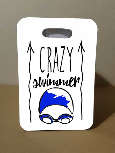 Swim Bag Tag, Crazy Swimmer, Custom Luggage Tag - FlipTurnTags