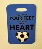 SOCCER Bag Tag, Talk with your feet, play with your heart, soccer gift Luggage Tag - FlipTurnTags