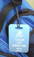 Keep Calm and Swim On Swim Bag Tag, Sport Bag Tag, Swim Team Bag Tag, Swim Party favor - FlipTurnTags