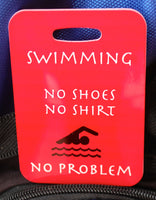Swim Bag Tag, Sport Bag Tag, Swim Team Bag Tag, Swim Party favor, Triathlon, No Shirt, No Shoes, No Problem - FlipTurnTags