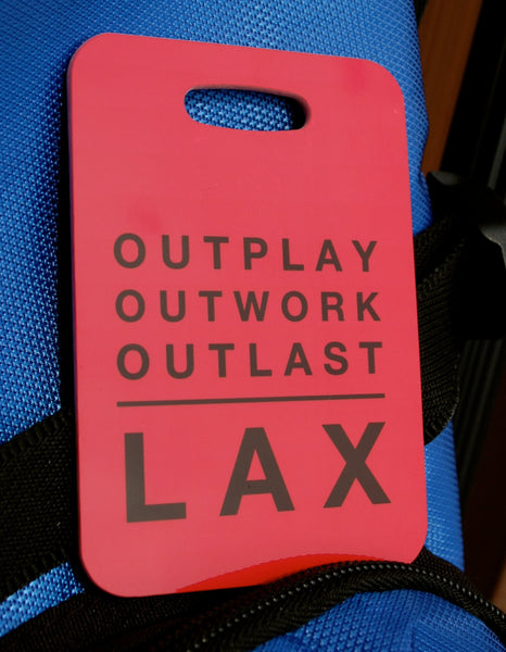 Lacrosse LAX Bag Tag Sport Tag Outplay Outworkt Outlast Luggage Tag - FlipTurnTags