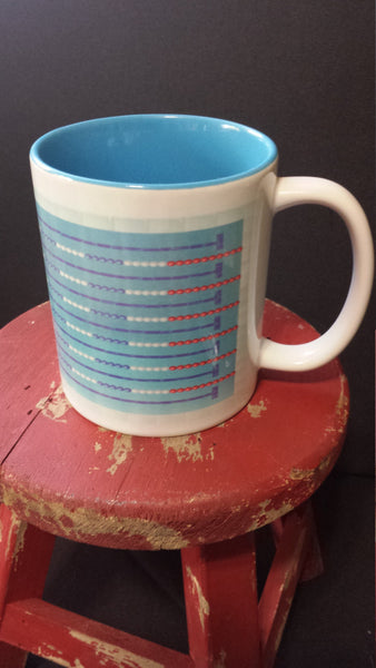 Swim Lane lines custom 11oz coffee mug - FlipTurnTags