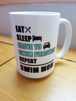 Swim Mom Eat Sleep Drive... custom 15oz coffee mug - FlipTurnTags